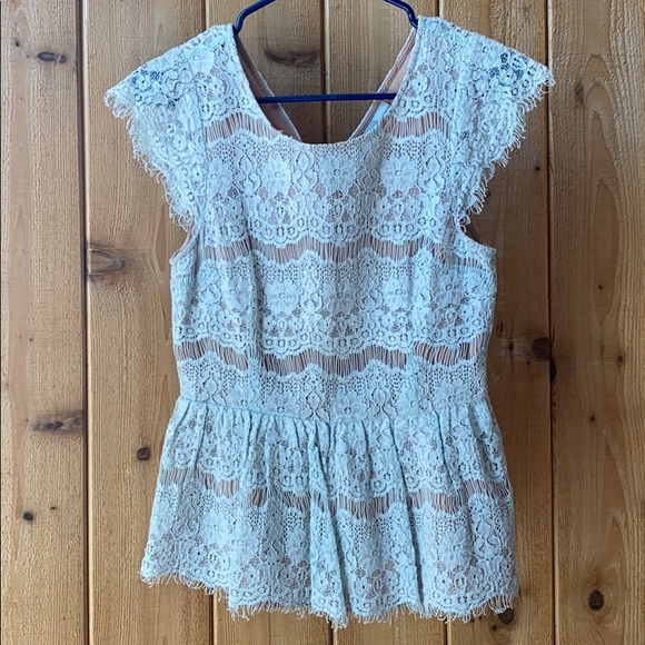 Lace Peplum Top - Picture 1 of 4